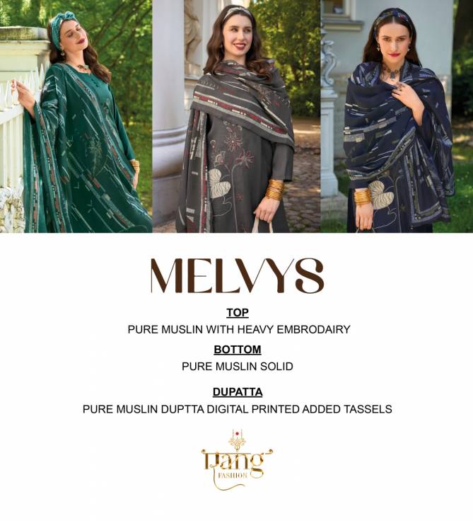 Melvys By Rang Muslin Embroidery Printed Salwar Kameez Wholesale Price In Surat